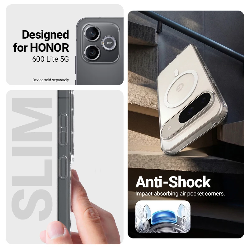 Crong Hybrid Clear Magnetic Case MagSafe voor Honor 600 Lite 5G (transparant)