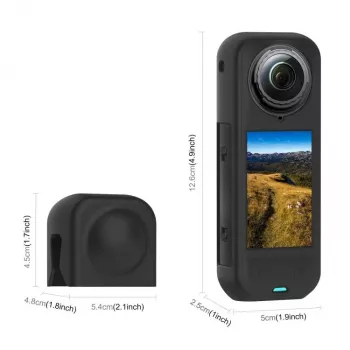 PULUZ PU757B lensdop en siliconen beschermhoes voor Insta360 X5