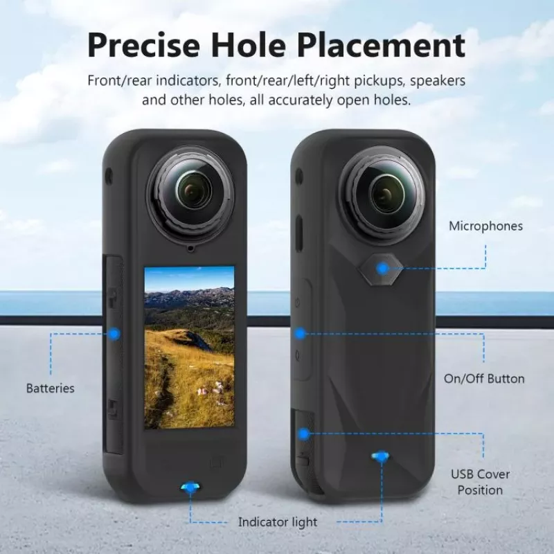 PULUZ PU757B Lensdop en beschermhoes van siliconen voor Insta360 X5