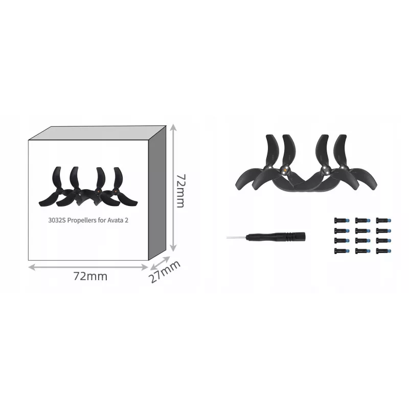 SUNNYLIFE 3032S-2-D propellerset 4 stuks voor DJI Avata 2 - zwart