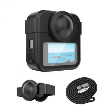 PULUZ 3-in-1 kit beschermhoes, objectiefdop, handriem voor GoPro Max 2 - zwart