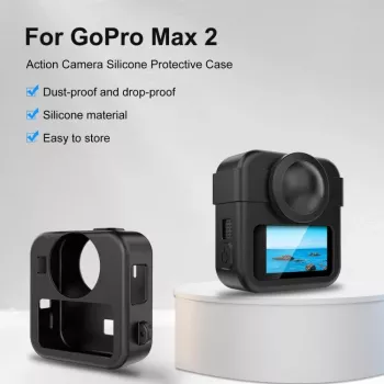 PULUZ 3-in-1 kit beschermhoes, objectiefdop, handriem voor GoPro Max 2 - zwart