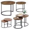 LEAN Set van 2-in-1 Ronde Salontafels Vintage Natuurlijk Hout 70x50cm 45x44cm