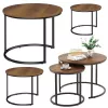 LEAN set van 3-in-1 ronde salontafels, vintage, natuurlijk hout, 51 cm, 40 cm, 30 cm
