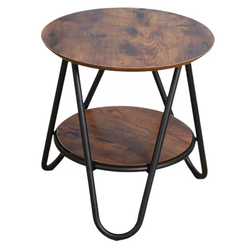 LEAN ronde salontafel met extra legplank industrial vintage 40x42 cm