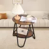 LEAN ronde salontafel met extra legplank industrial vintage 40x42 cm