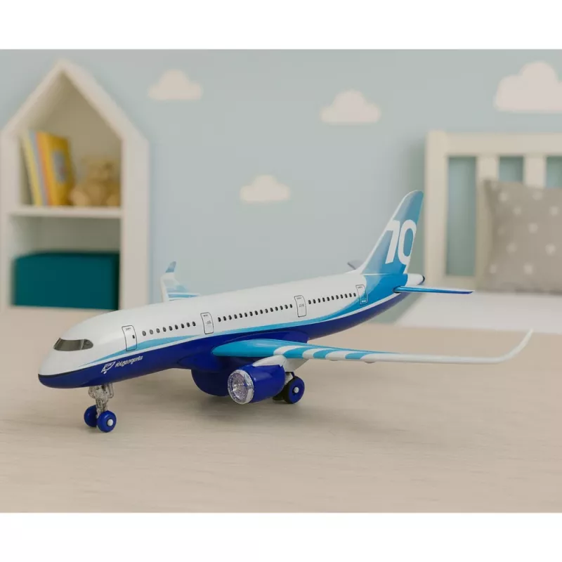 LEAN TOYS Passagiersvliegtuig met terugtrekmotor, metaal, licht, geluid, 23 cm
