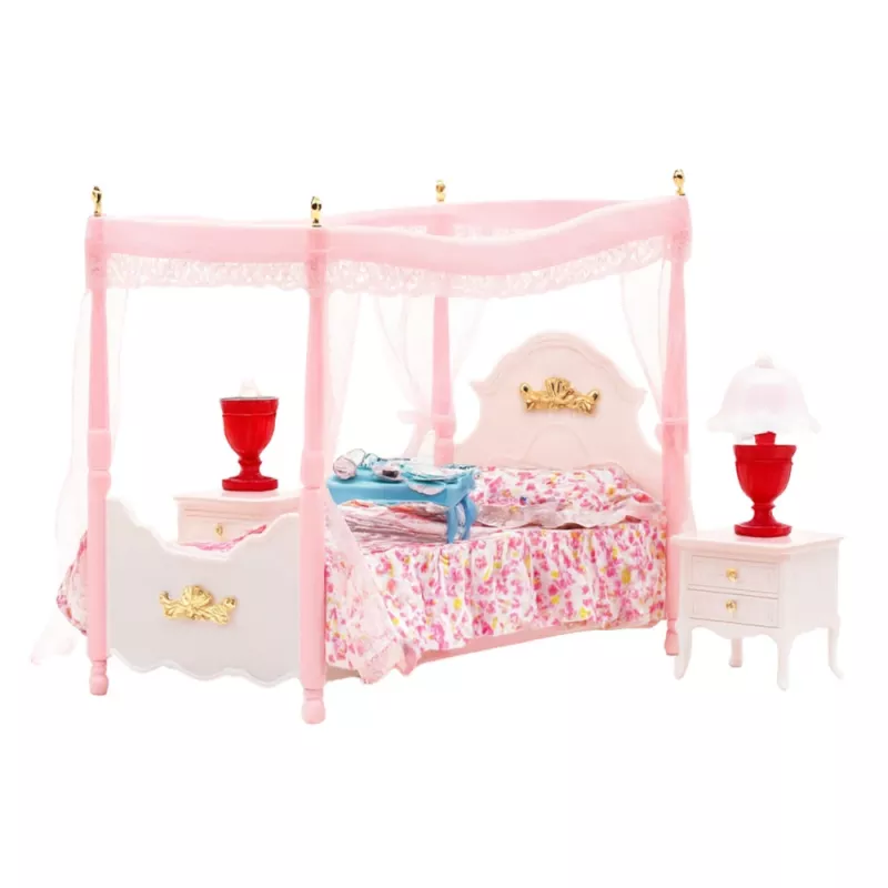 LEAN TOYS Poppenmeubelset: hemelbed, nachtkastjes, lampen