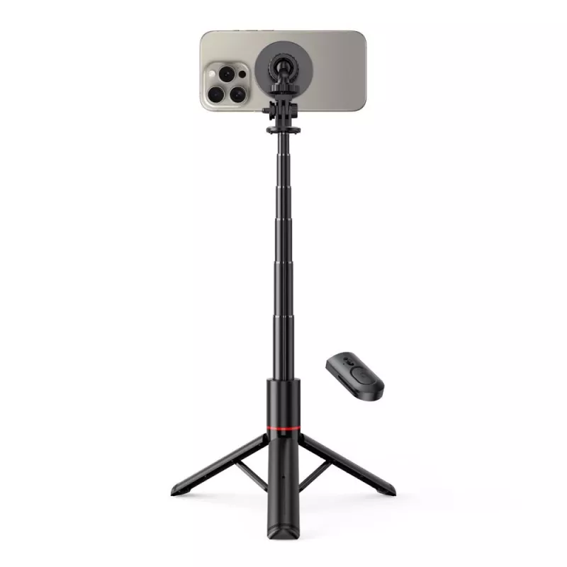 Tech-Protect L06S Selfiestick Statief met LED-licht en Bluetooth-afstandsbediening, Zwart