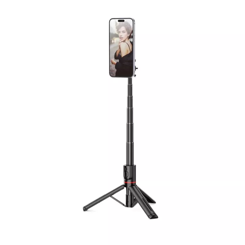 Tech-Protect L06S Selfiestick Statief met LED-licht en Bluetooth-afstandsbediening, Zwart