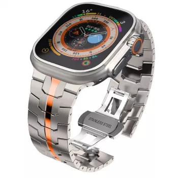 TECH-PROTECT STAINLESS LINE Apple Watch Armband 44/45/46/49 mm Titanium/Oranje