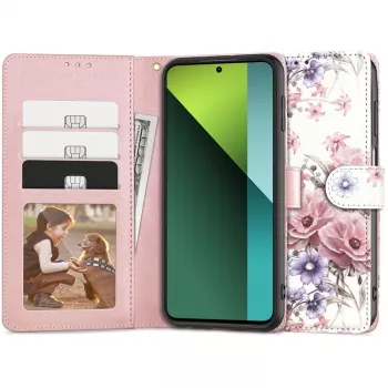 TECH-PROTECT Wallet Case voor Redmi Note 13 Pro 5G / Poco X6 5G met kaartvak, Floral
