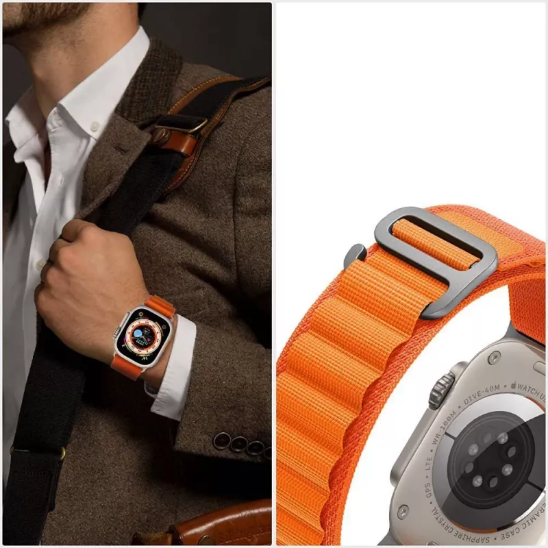 TECH-PROTECT NYLON PRO Apple Watch 6 / 7 / 8 / 9 / 10 / SE / Ultra 1 / 2 (44 / 45 / 46 / 49 mm) Titanium/Olijf