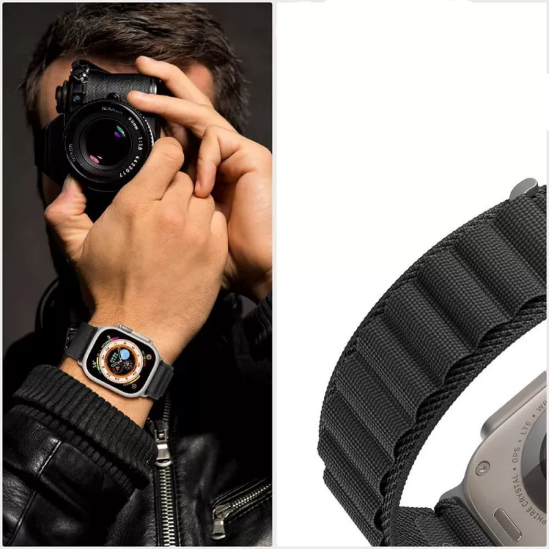 TECH-PROTECT NYLON PRO Apple Watch 6 / 7 / 8 / 9 / 10 / SE / Ultra 1 / 2 (44 / 45 / 46 / 49 mm) Titanium/Olijf