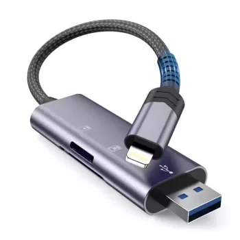 TECH-PROTECT ULTRABOOST Kaartlezer SD & Micro SD Lightning & USB Grijs