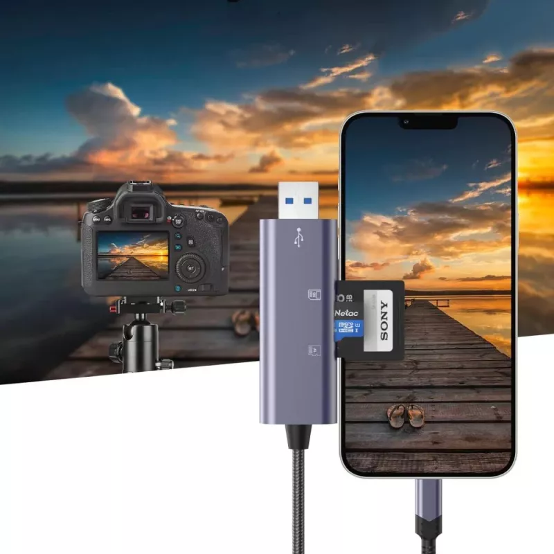 TECH-PROTECT ULTRABOOST Kaartlezer SD & Micro SD Lightning & USB Grijs