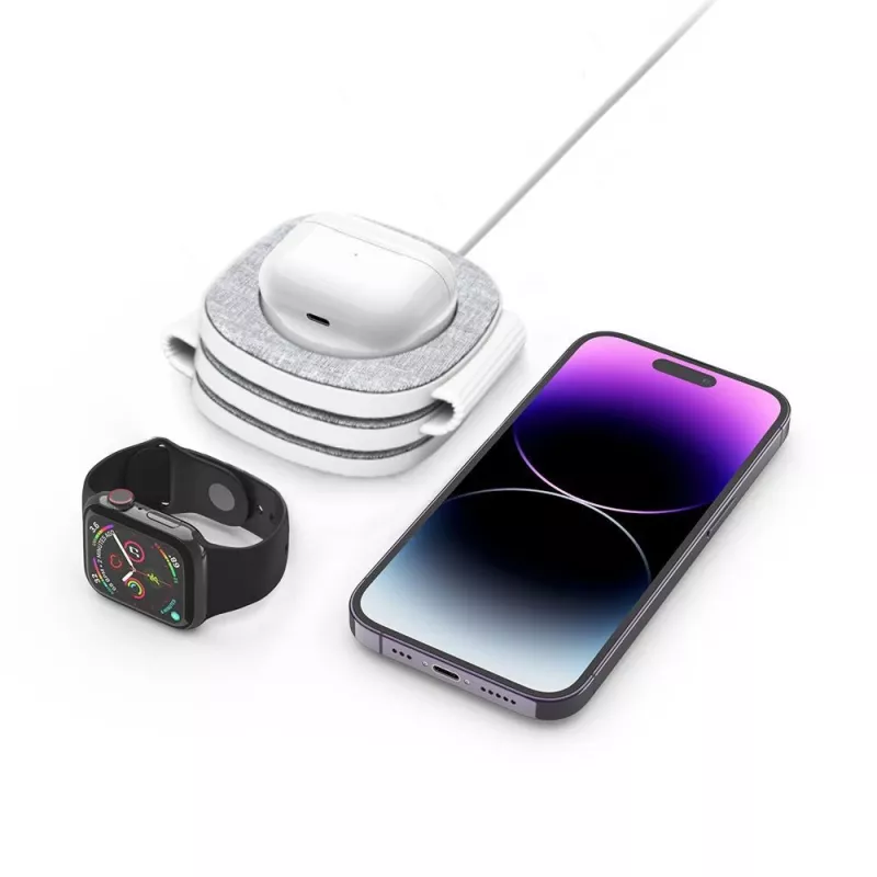 Tech-Protect QI15W-A32 3IN1 MagSafe Draadloze Oplaadstandaard Grijs