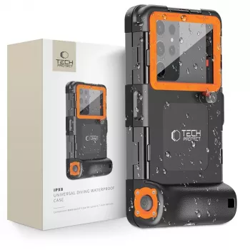 TECH-PROTECT IPX8 universele waterdichte duikhoes zwart/oranje