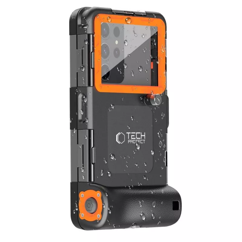 TECH-PROTECT IPX8 universele waterdichte duikhoes zwart/oranje