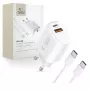 TECH-PROTECT NCA30 2-poorts netwerkoplader PD 30W / QC3.0 + USB-C-kabel wit