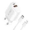 TECH-PROTECT NCA30 2-poorts netwerkoplader PD 30W / QC3.0 + Lightning-kabel wit