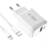 TECH-PROTECT NCA30 2-poorts netwerkoplader PD 30W / QC3.0 + Lightning-kabel wit