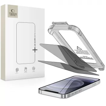 TECH-PROTECT Quick Set Spy+ privacy gehard glas beeldschermbeschermer voor Apple iPhone 12 / iPhone 12 Pro (2-pack)