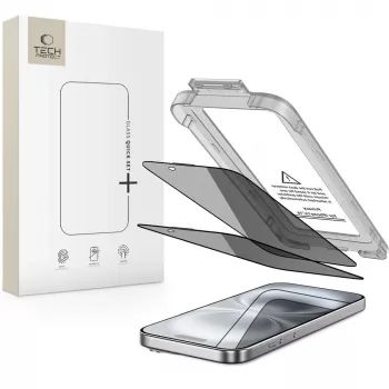 TECH-PROTECT QUICK SET SPY+ privacy gehard glas beeldschermbeschermer 2-pack voor Apple iPhone 15 / iPhone 16
