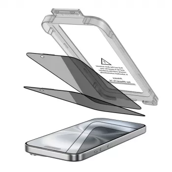 TECH-PROTECT QUICK SET SPY+ privacy gehard glas beeldschermbeschermer 2-pack voor Apple iPhone 15 / iPhone 16