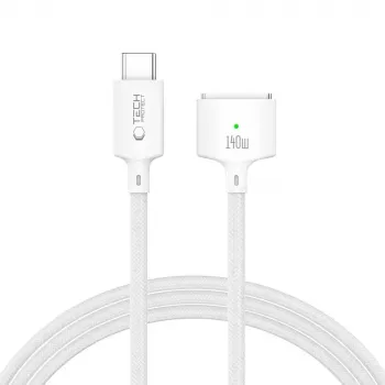 TECH-PROTECT MMC01 UltraBoost magnetische MacBook-kabel USB-C naar MagSafe 3 140W 200cm wit