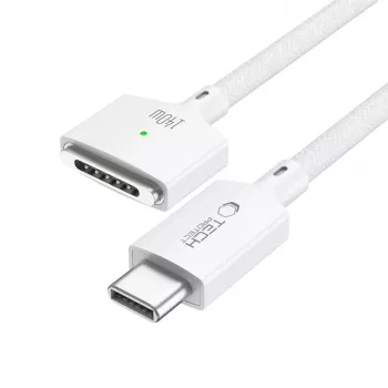 TECH-PROTECT MMC01 UltraBoost magnetische MacBook-kabel USB-C naar MagSafe 3 140W 200cm wit