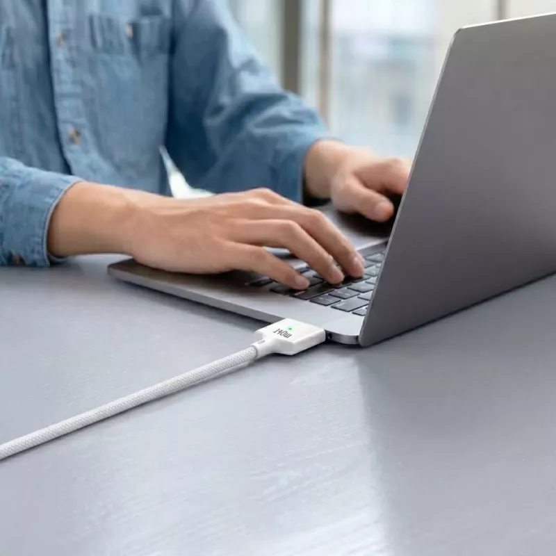 TECH-PROTECT MMC01 UltraBoost magnetische MacBook-kabel USB-C naar MagSafe 3 140W 200cm wit