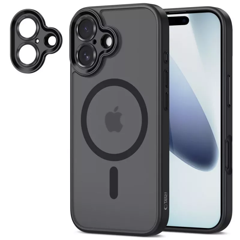Tech-Protect Magcam MagSafe iPhone 17 mat zwart hoes
