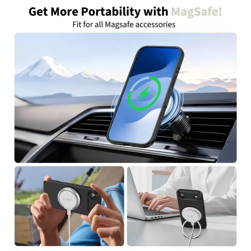 Tech-Protect silicone MagSafe hoes voor Apple iPhone 17 Air - zwart