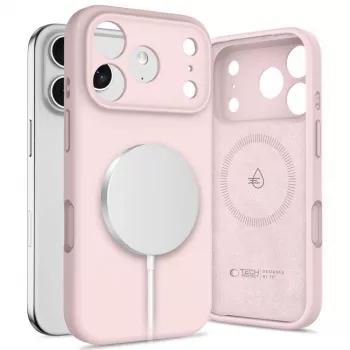 Tech-Protect silicone MagSafe hoes voor Apple iPhone 17 Pro, pink pearl