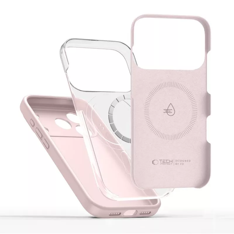 Tech-Protect silicone MagSafe hoes voor Apple iPhone 17 Pro, pink pearl