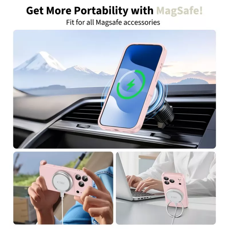 Tech-Protect silicone MagSafe hoes voor Apple iPhone 17 Pro Max, pink pearl