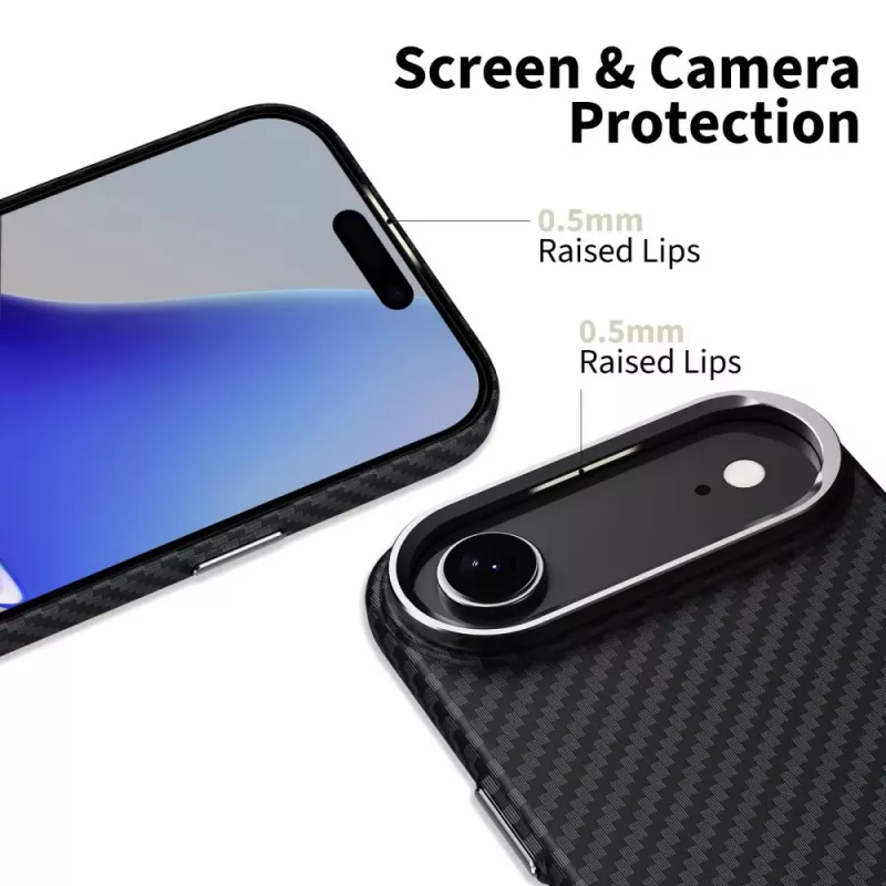 Tech-Protect Ion Carbon MagSafe hoes voor iPhone 17 Air, zwart/zilver