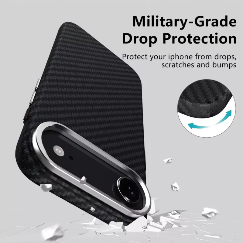 Tech-Protect Ion Carbon MagSafe hoes voor iPhone 17 Air, zwart/zilver