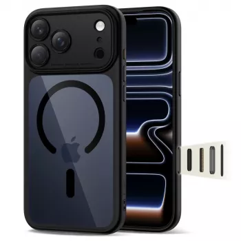 TECH-PROTECT MagPeak MagSafe hybride back cover voor Apple iPhone 17 Pro Max, zwart/transparant