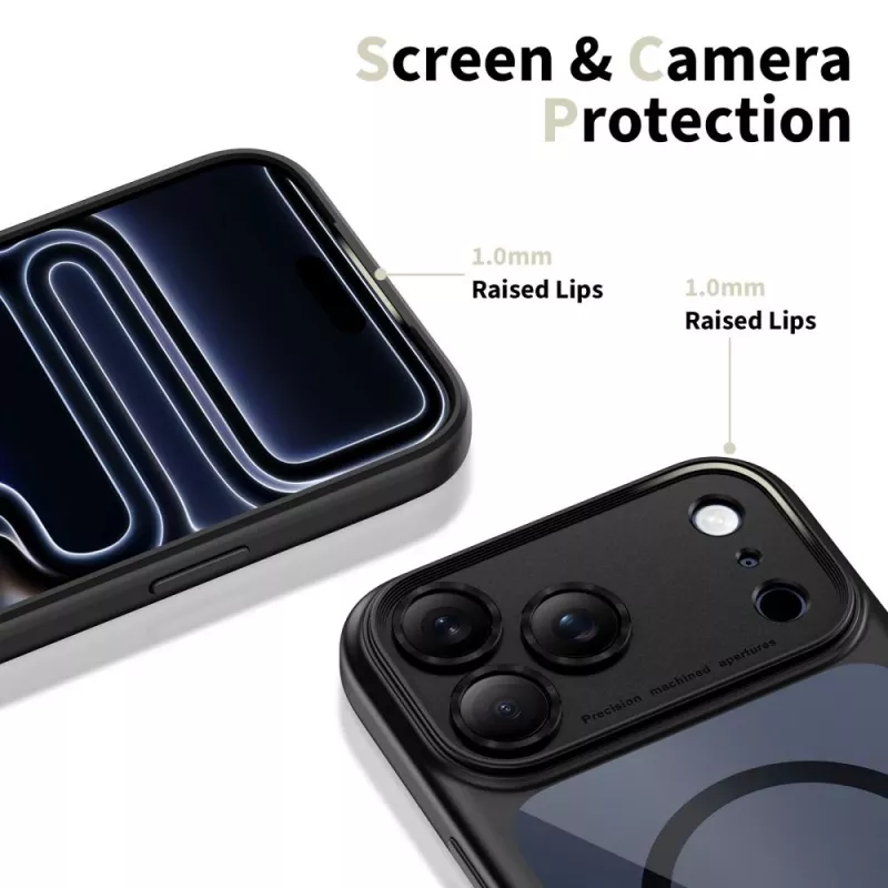 TECH-PROTECT MagPeak MagSafe hybride back cover voor Apple iPhone 17 Pro Max, zwart/transparant