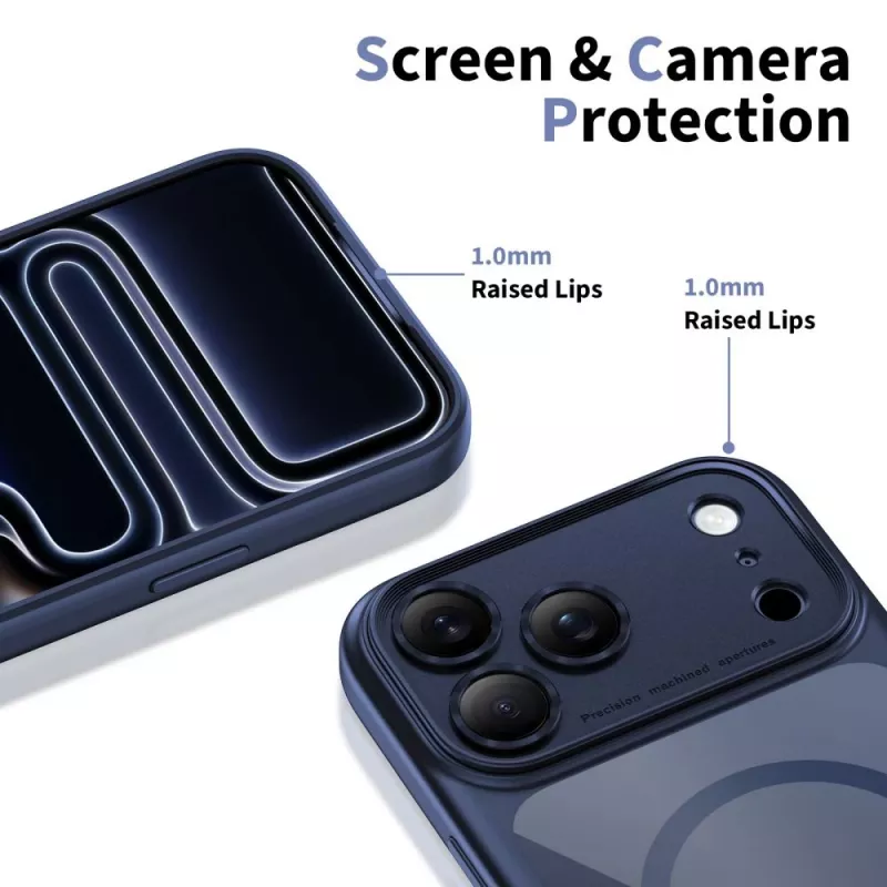 TECH-PROTECT MAGPEAK MagSafe Hybride Case voor Apple iPhone 17 Pro, Deep Blue/Transparant