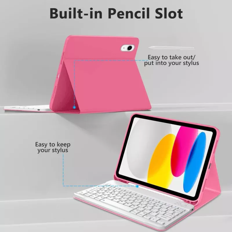 Tech-Protect SC Pen + Keyboard Case voor iPad 10,9 inch (10e generatie, 2022) / 11 inch (2025) - magenta