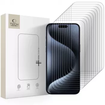 TECH-PROTECT gehard glas schermbeschermer bundel 10-pack voor Apple iPhone 15 Pro Max transparant