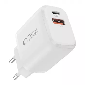 TECH-PROTECT NCA45W-GAN 2-poorts netwerkoplader PD 45W / QC3.0 wit