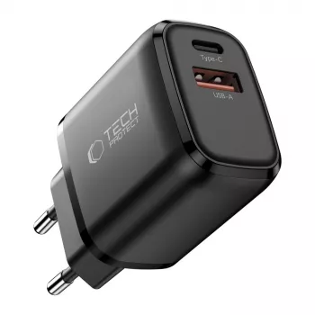 TECH-PROTECT NCA45W-GAN 2-poorts netwerkoplader PD 45W / QC3.0 zwart