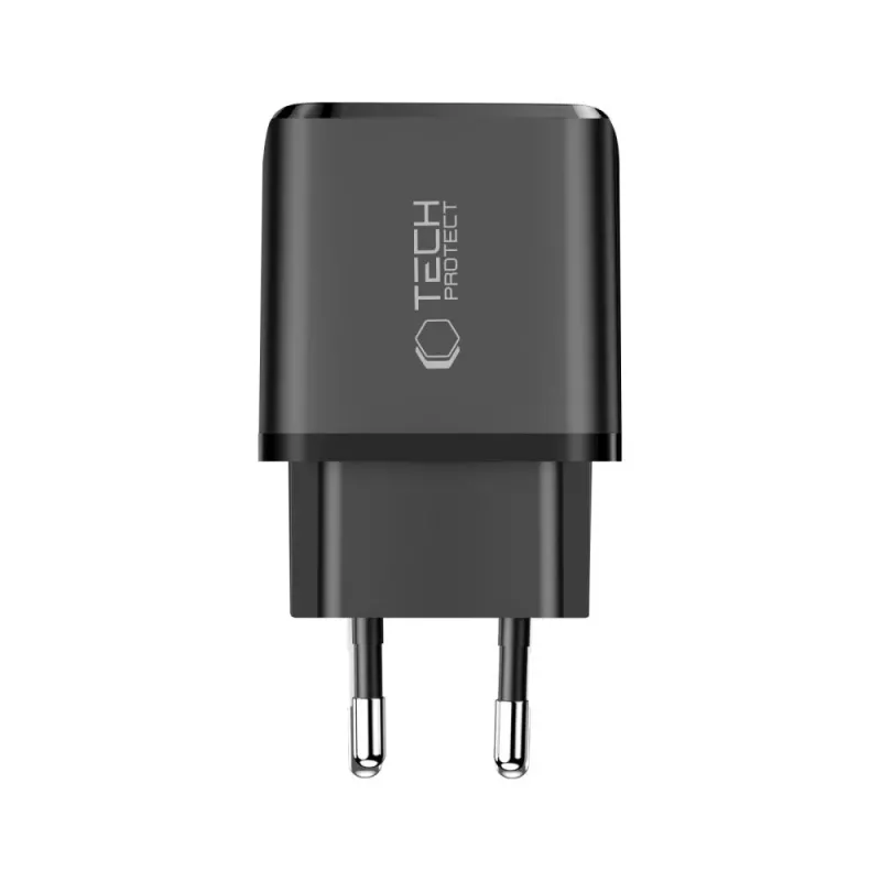TECH-PROTECT NCA45W-GAN 2-poorts netwerkoplader PD 45W / QC3.0 + USB-C-kabel zwart