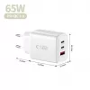 TECH-PROTECT NCA65W-GAN 3-poorts netwerkoplader PD 65W / QC3.0 wit