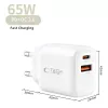 TECH-PROTECT NCA65W-GAN 2-poorts netwerkoplader PD 65W / QC3.0 wit
