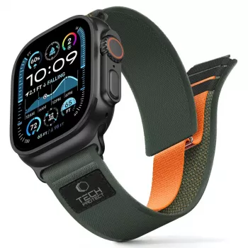 TECH-PROTECT NYLON ELITE APPLE WATCH 8 / 9 / 10 / 11 / SE / ULTRA (44 / 45 / 46 / 49 MM) groen/oranje